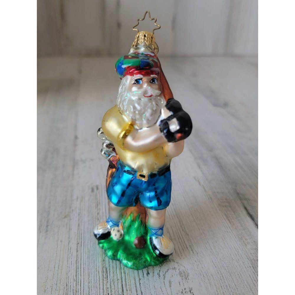 Radko Country Club claus blown‎ glass ornament Xmas golf